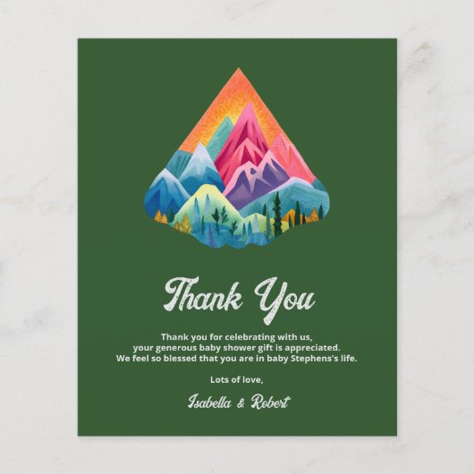 Budget Adventure erwartet Baby Shower Vielen Dank (Vorderseite)