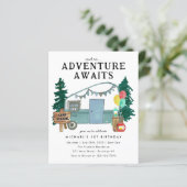 Budget Adventure erwartet Car Trees Camping Geburt (Stehend Vorderseite)