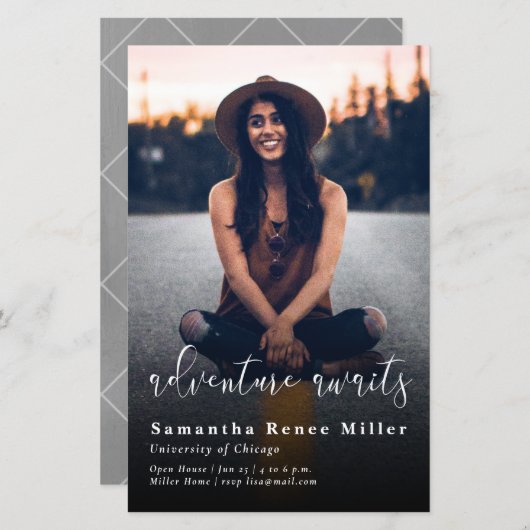 Budget Adventure Erwartet Foto Abschluss Einladung (Vorne/Hinten)