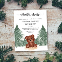 Budget Adventure Woodland Baby Shower Einladung