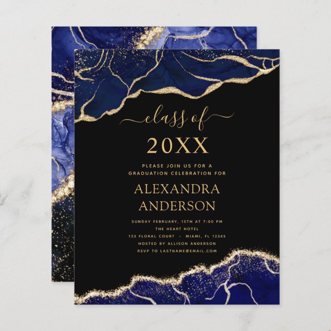 Budget Agate Abschluss Class of 2022 Navy Blue (Vorne/Hinten)