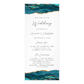 Budget Agate Aquamarin Blue Gold Hochzeitsprogramm Werbekarte (Vorne)