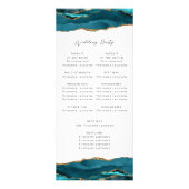 Budget Agate Aquamarin Blue Gold Hochzeitsprogramm Werbekarte (Hinten)