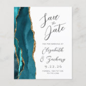 Budget Agate Aquamarin Blue Gold Script Save the D (Vorderseite)