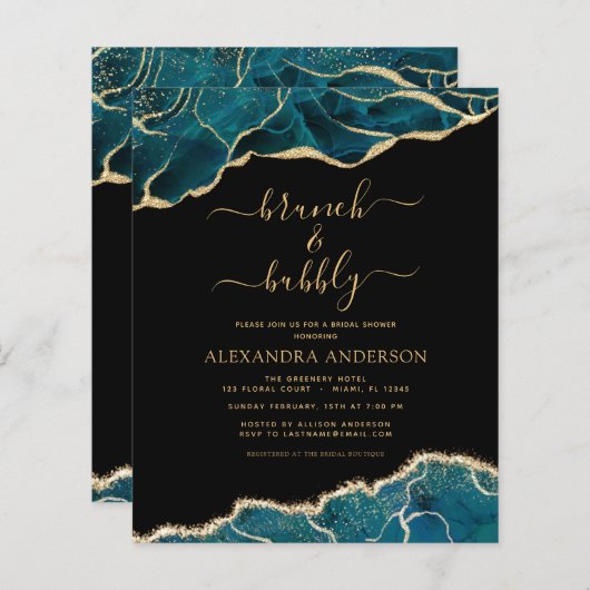 Budget Agate Aquamarin Brunch & Bubbly Brautparty (Vorne/Hinten)