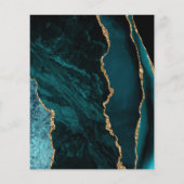 Budget Agate Aquamarin Gold Dark Wedding Einladung (Rückseite)