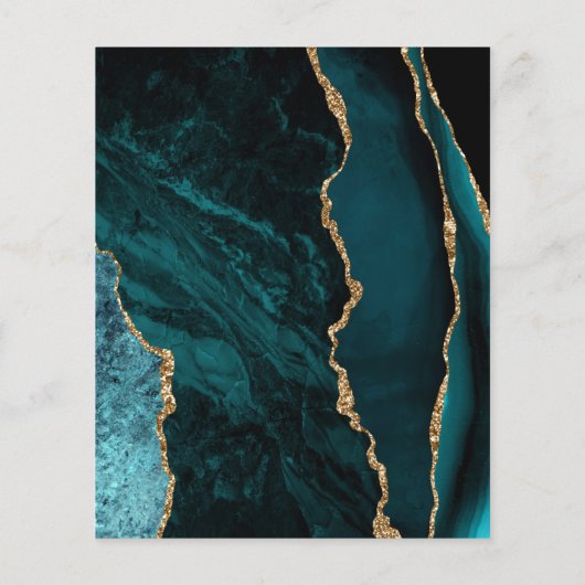 Budget Agate Aquamarin Gold Dark Wedding Einladung (Rückseite)