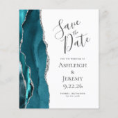 Budget Agate Aquamarin Silber Save the Date (Vorderseite)