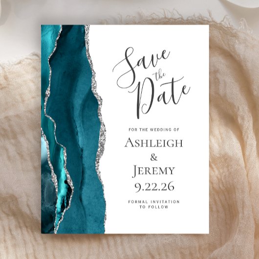 Budget Agate Aquamarin Silber Save the Date