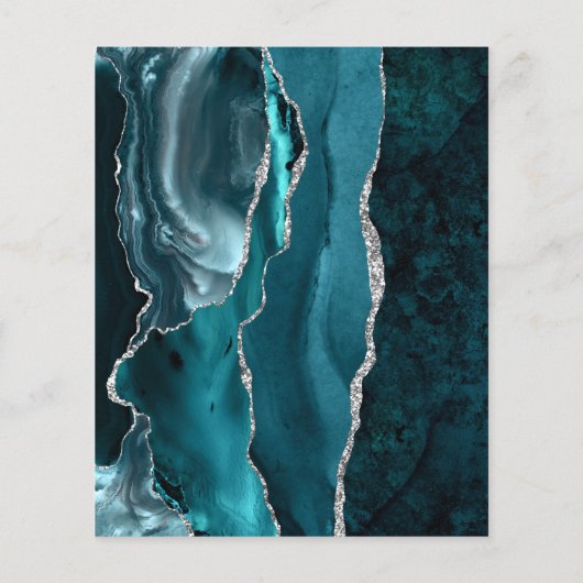 Budget Agate Aquamarin Silver Dark Save the Date (Rückseite)