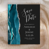 Budget Agate Aquamarin Silver Dark Save the Date