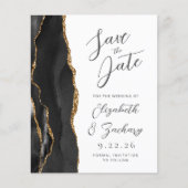 Budget Agate Black Gold Script Save the Date (Vorderseite)