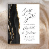 Budget Agate Black Gold Script Save the Date