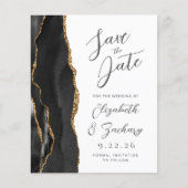 Budget Agate Black Gold Script Save the Date (Vorderseite)