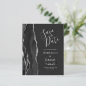 Budget Agate Black Silver Dark Save the Date (Stehend Vorderseite)