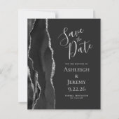 Budget Agate Black Silver Dark Save the Date (Vorderseite)