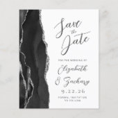 Budget Agate Black Silver Script Save the Date (Vorderseite)