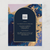 Budget Agate Blue Gold Wedding Einladung QR Code U (Rückseite)