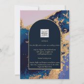 Budget Agate Blue Gold Wedding Einladung QR Code U (Rückseite)