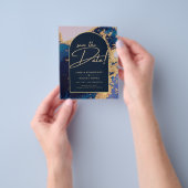 Budget Agate Blue Gold Wedding Save the Dates Flyer (Gruppe)