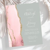 Budget Agate Blush Sage Green Hochzeit Einladung
