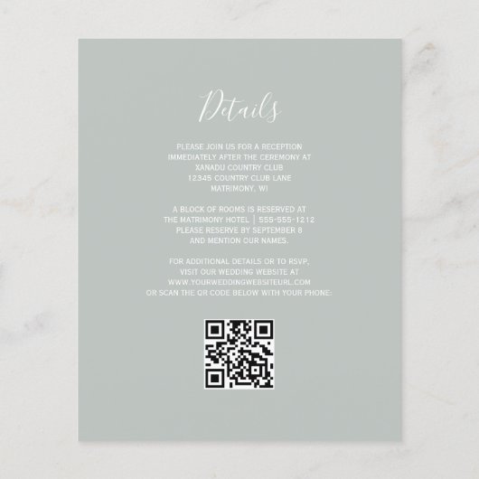 Budget Agate Blush Sage Green QR Code Hochzeit (Rückseite)