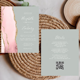 Budget Agate Blush Sage Green QR Code Hochzeit