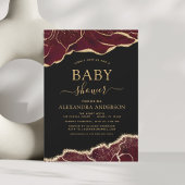 Budget Agate Burgundy Baby Shower Gold Einladung