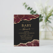 Budget Agate Burgundy Baby Shower Gold Einladung (Stehend Vorderseite)