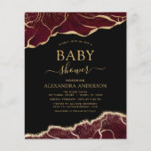 Budget Agate Burgundy Baby Shower Gold Einladung (Vorderseite)