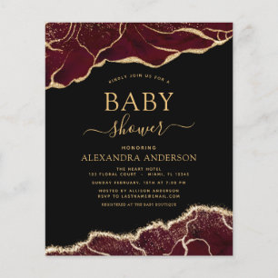 Budget Agate Burgundy Baby Shower Gold Einladung Flyer
