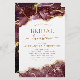 Budget Agate Burgundy Brautparty Luncheon Gold