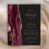 Budget Agate Burgundy Gold Dark Wedding Einladung