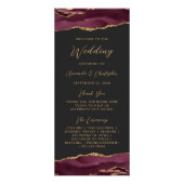 Budget Agate Burgundy Gold Dark Wedding Program Werbekarte (Vorne)