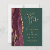 Budget Agate Burgundy Gold Green Save the Date (Vorderseite)