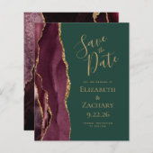 Budget Agate Burgundy Gold Green Save the Date (Vorne/Hinten)