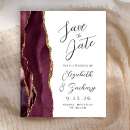 Budget Agate Burgundy Gold Script Save the Date