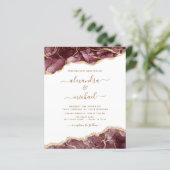 Budget Agate Burgundy Gold Wedding Einladung (Stehend Vorderseite)