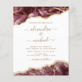 Budget Agate Burgundy Gold Wedding Einladung (Vorderseite)