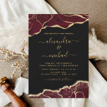 Budget Agate Burgundy Gold Wedding Einladung<br><div class="desc">Budget Agate Geode Black,  Burgund und Gold Foil Wedding Spring oder Summer Wedding Einladungen - beinhaltet moderne schöne und elegante Drehbücher für die besondere Hochzeitstagsfeier.</div>