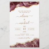 Budget Agate Burgundy Gold Wedding Einladung Flye (Vorderseite)