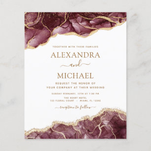 Budget Agate Burgundy Gold Wedding Einladung Flyer