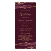 Budget Agate Burgundy Gold Wedding Program Werbekarte (Vorne)