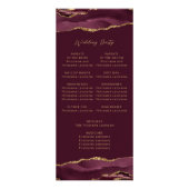 Budget Agate Burgundy Gold Wedding Program Werbekarte (Hinten)