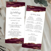 Budget Agate Burgundy Gold Wedding Program Werbekarte