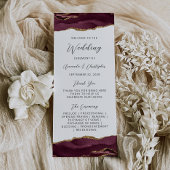 Budget Agate Burgundy Gold Wedding Program Werbekarte