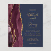 Budget Agate Burgundy Navy Blue Wedding Invitation (Vorderseite)