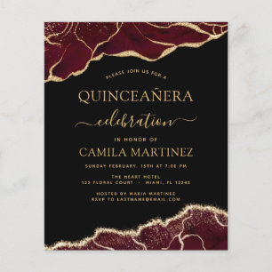 Budget Agate Burgundy Quinceañera Gold 15. Flyer