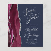 Budget Agate Burgundy Silver Navy Save the Date (Vorderseite)