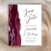 Budget Agate Burgundy Silver Script Save the Date